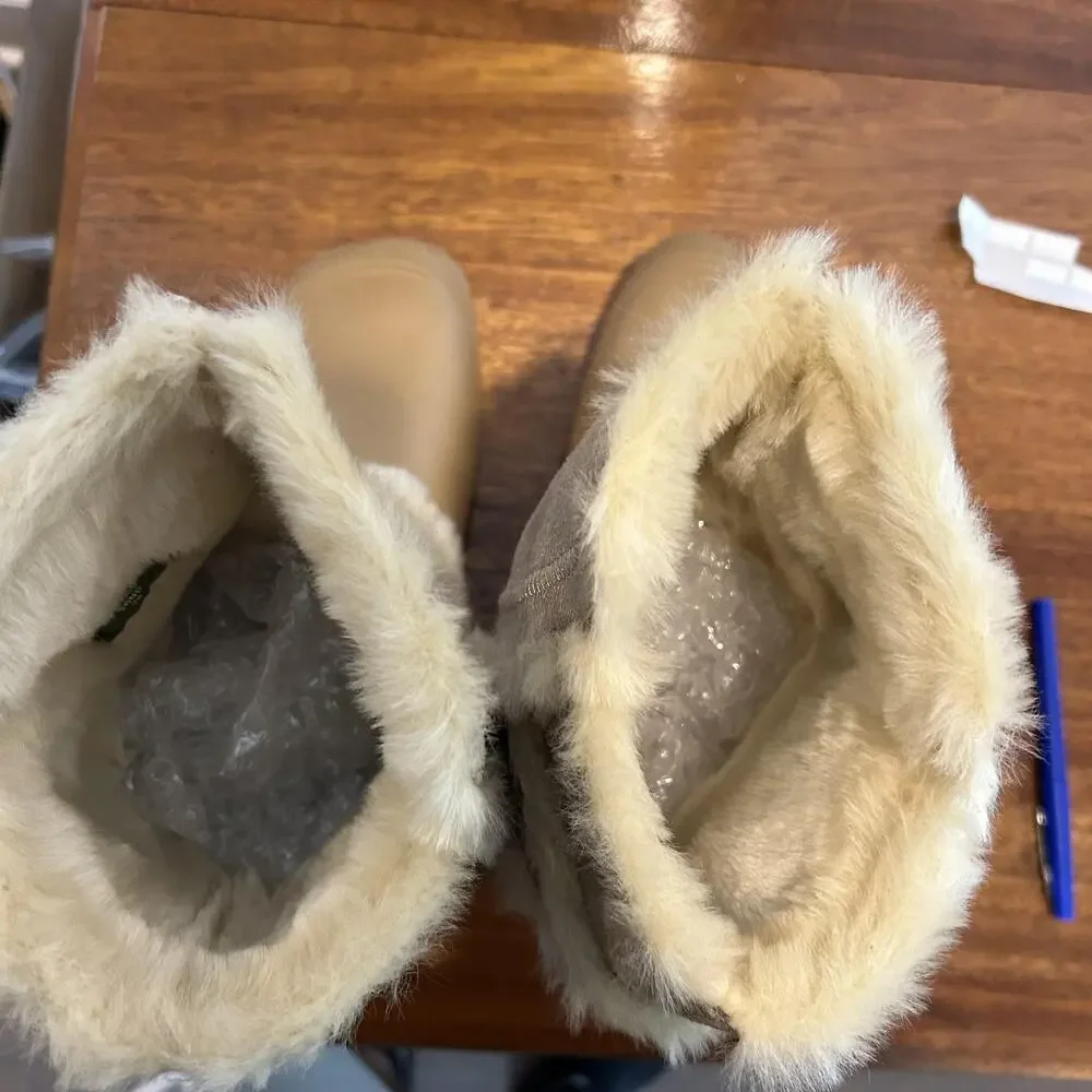Earth‎ Astrid Sand Faux Fur Winter Boots 7/8 Kalso Comfort Suede Waterproof Look
